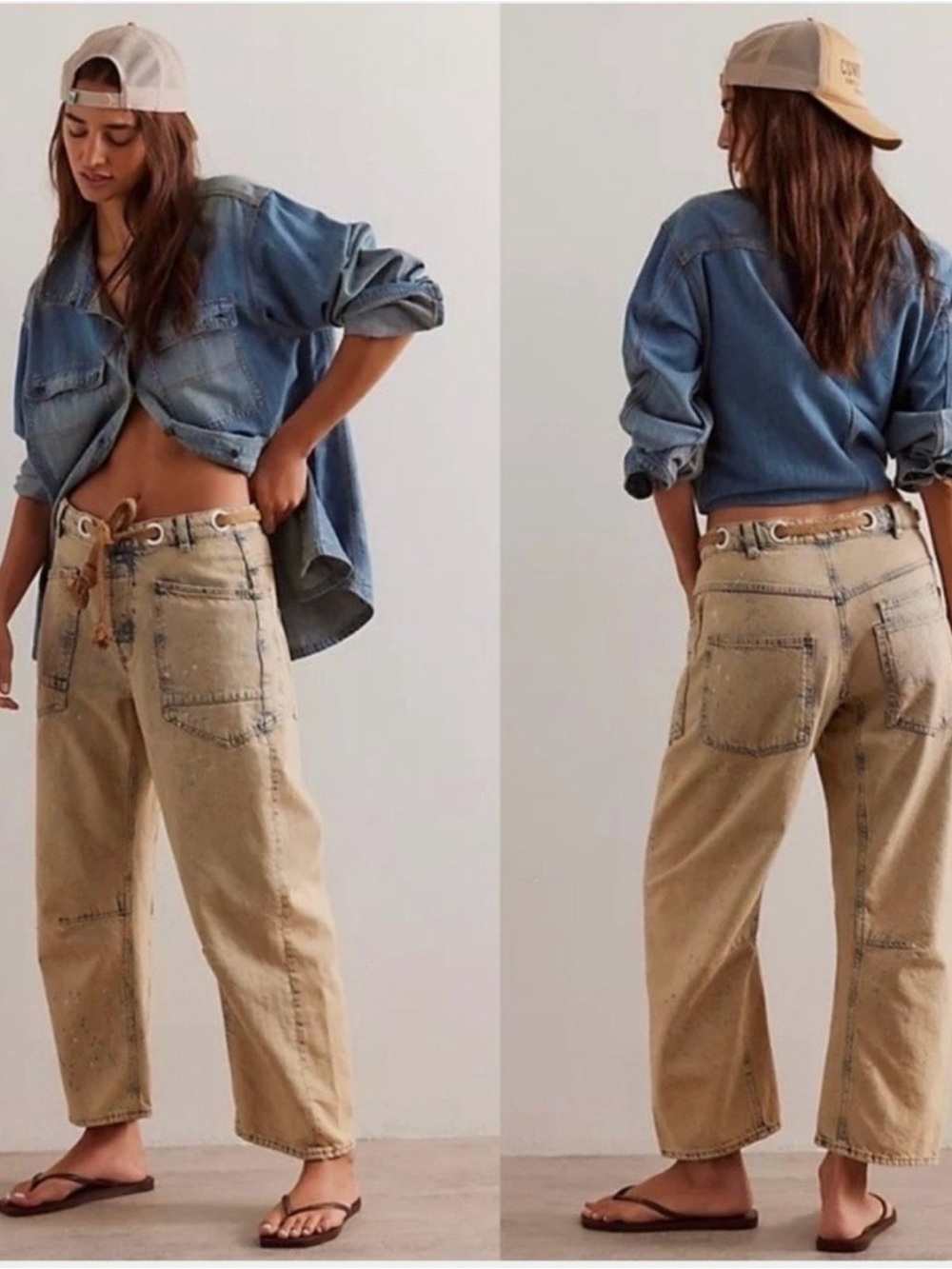 We The Free Moxie Low-Slung Pull On Barrel Jeans in Cowboy size 32